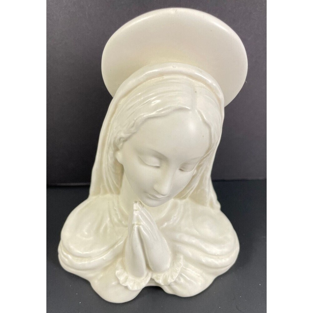 Praying Madonna Figurine Italy Off White Numbered 100/442 Ceramic Vintage 5.5"